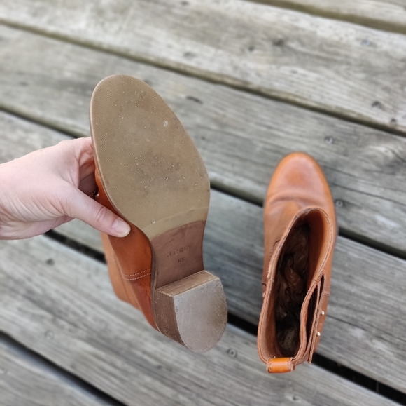 J. Crew Parker Ankle Boots Vachetta Leather Chestnut brown size 6.5 - Picture 6 of 8